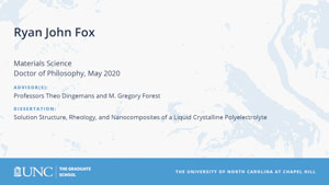 Ryan John Fox, Materials Science, Doctor of Philosophy, May 2020, Advisors: Professors Theo Dingemans and M. Gregory Forest, Dissertation: Solution Structure, Rheology, and Nanocomposites of a Liquid Crystalline Polyelectrolyte