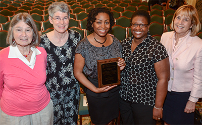 Stephanie Baker, a doctoral student in Health Behavior, received the 2013 Boka W. Hadzija Award for Distinguished University Service by a Graduate or Professional Student. She is pictured with her colleagues in the Gillings School of Global Public Health's Office of Student Affairs.
